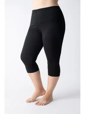 Confeo Büyük Beden Siyah Modal Kapri Kadın Tayt Kadın C801-506