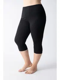 Confeo Büyük Beden Siyah Modal Kapri Kadın Tayt Kadın C801-506