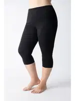 Büyük Beden Siyah Modal Kapri Kadın Tayt Kadın C801-506 Siyah