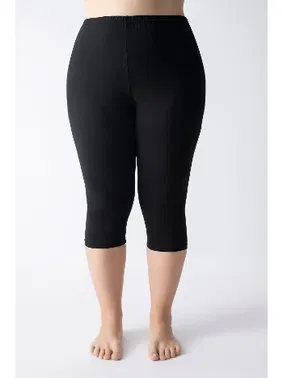 Confeo Büyük Beden Siyah Modal Kapri Kadın Tayt Kadın C801-506 - Alternatif Görünüm