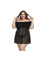 Büyük Beden Transparan Madonna Yaka Gecelik MissisX 3015 Siyah farklı açı