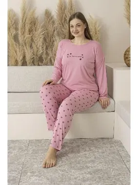 Estiva Büyük Beden Yıldız Desenli Uzun Kollu Viskon Kadın Pijama Takımı Estiva 25146 - Alternatif Görünüm