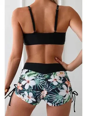 Angelsin Büzgü Ayarlı Baskılı Bikini Takımı Angelsin MS4388 Siyah - Alternatif Görünüm