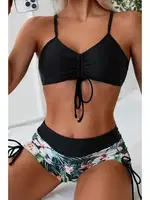 Büzgü Ayarlı Bikini Üstü Angelsin MS43889 Siyah Siyah farklı açı