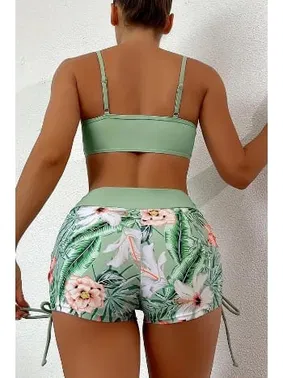 Angelsin Büzgü Ayarlı Bikini Üstü Angelsin MS43889 Yeşil - Alternatif Görünüm