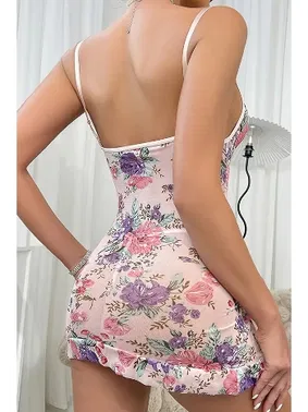 Merry See Büzgü Detaylı Çiçek Baskılı Yumuşacık Şık Gecelik Pembe Merry See MS 2378 - Alternatif Görünüm