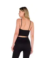 Büzgülü Örme Dikişsiz Crop Büstiyer FormActive 2000 Siyah farklı açı