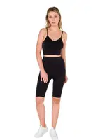 Büzgülü Örme Dikişsiz Crop Büstiyer FormActive 2000 Siyah görsel 4