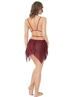 Lily Bianca Çapraz İpli Bordo Dantelli Kadın Fantazi Külot Lily Bianca 1003 - Alternatif Görünüm