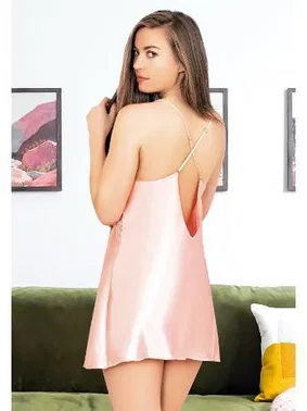 Miss Laris Çapraz Sırt Askılı Saten Kısa Fantazi Kadın Gecelik Miss Laris 2080 - Alternatif Görünüm