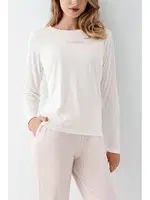Cepli Önü Yazılı Uzun Kollu Yuvarlak Yaka Kadın Pijama Takımı Arnetta AR3417-S Beyaz farklı açı