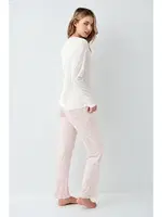 Cepli Önü Yazılı Uzun Kollu Yuvarlak Yaka Kadın Pijama Takımı Arnetta AR3417-S Beyaz görsel 4