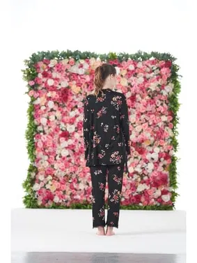 Estiva Çiçek Desenli 3 Parça Sabahlıklı İp Askılı Likra Viskon Pijama Takımı  25191 - Alternatif Görünüm