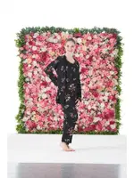 Çiçek Desenli 3 Parça Sabahlıklı İp Askılı Likra Viskon Pijama Takımı  25191 Siyah görsel 5