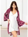 Çiçek Desenli Askılı Saten Gecelik Sabahlık Takım Miss Laris 5001