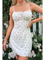 Çiçek Desenli Mini Diz Üstü Elbise Merry See MS 2955 Çok Renkli