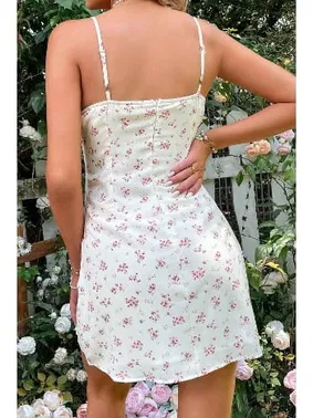 Merry See Çiçek Desenli Mini Diz Üstü Elbise Merry See MS 2955 Çok Renkli - Alternatif Görünüm