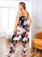 Çiçek Desenli Pantolon Pijama Takımı Büyük Beden Pink Night 6914 Görsel detay görünüm