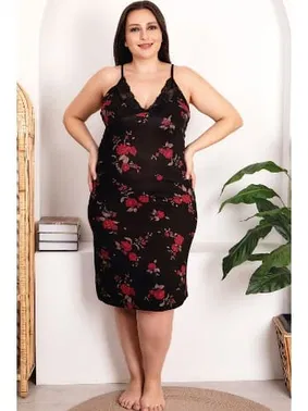 Lady Çiçek Desenli Viskon Kumaş Gecelik Sabahlık Takımı Lady 19223 - Alternatif Görünüm