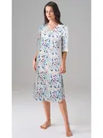 Çiçek Desenli Yarım Kollu Midi Boy Kadın Elbise Doreanse 4321 Mavi