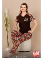 Çiçekli Yeni Sezon Kısa Kollu Pijama Takımı Lady 12487 detay görünüm