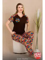 Çiçekli Yeni Sezon Kısa Kollu Pijama Takımı Lady 12487 farklı açı