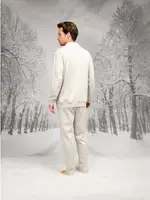 Çıtçıtlı Cepli Yuvarlak Yaka Uzun Kollu Erkek Pijama Takım Doreanse 26K4593 Bej detay görünüm