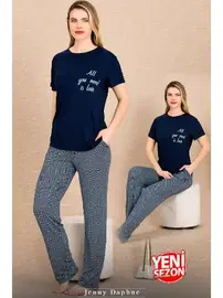Lady Çizgi Desenli Kısa Kollu Pijama Takımı Lady 12491
