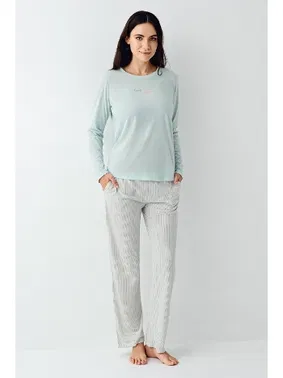 Pierre Cardin Çizgili Cepli Uzun Kollu Kadın Pijama Takımı Pierre Cardin PC9050-S - Alternatif Görünüm