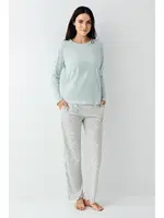 Çizgili Cepli Uzun Kollu Kadın Pijama Takımı Pierre Cardin PC9050-S Yeşil detay görünüm