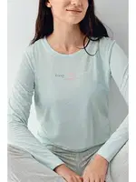 Çizgili Cepli Uzun Kollu Kadın Pijama Takımı Pierre Cardin PC9050-S Yeşil farklı açı