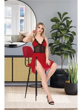 İzabel Çizgili İp Askılı Dantelli Fantazi Kadın Gecelik T-1002 - Alternatif Görünüm