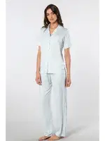 Çizgili Kısa Kollu Gömlek Yaka Pijama Takımı Türen 3355/Mavi Mavi detay görünüm