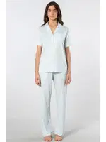 Çizgili Kısa Kollu Gömlek Yaka Pijama Takımı Türen 3355/Mavi Mavi farklı açı