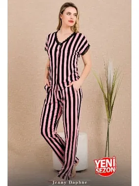 Lady Çizgili Kısa Kollu Pijama Takımı Lady 12496 - Alternatif Görünüm