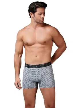 Gümüş Çizgili Likralı Geniş Bel Lastikli Erkek Boxer Gümüş 3114