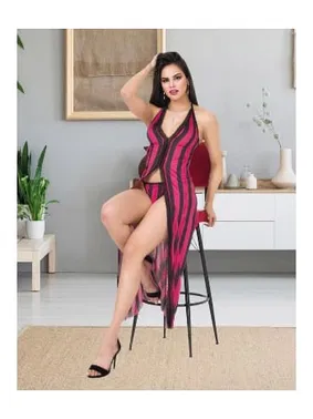 İzabel Çizgili Uzun Önü Açık Fantazi Gecelik İzabel 2011