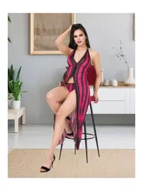 İzabel Çizgili Uzun Önü Açık Fantazi Gecelik İzabel 2011