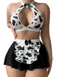 Nathalie Dalmaçya Desenli Siyah Hizmetçi Kostümü Nathalie K-1750