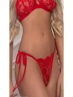 Dantel Yandan Bağlamalı Fantazi String Venlisa 6501 Kırmızı farklı açı