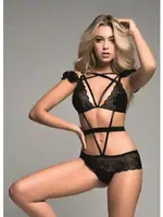 Dantel Britli Siyah Seksi Kadın Sütyen Takım Loomerie 173 Siyah