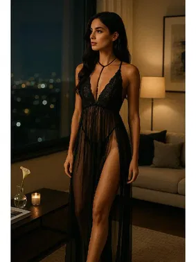 Venlisa Transparan Dantelli Uzun Fantazi Gecelik Venlisa V2500