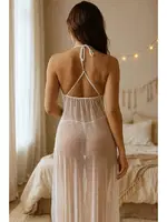 Transparan Dantelli Uzun Fantazi Gecelik Venlisa V2500 Beyaz görsel 10