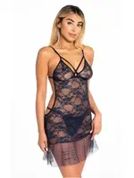 Dantel Erotik Kadın Gecelik Nathalie 2024 Siyah
