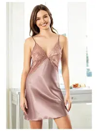 Miss Laris Dantel Göğüs Dekolteli Vizon Saten Gecelik Miss Laris 2130