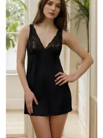 Venlisa Dantel İşlemeli Şık Siyah Erotik Gecelik Venlisa V2102