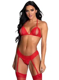 SHE Dantel Kırmızı Jartiyer Takım SHE 2048