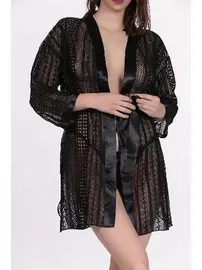 SHE Dantel Saten Şeritli Fantezi Sabahlık SHE 2038