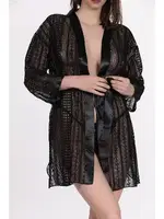 Dantel Saten Şeritli Fantezi Sabahlık SHE 2038 Siyah