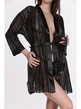 SHE Dantel Saten Şeritli Fantezi Sabahlık SHE 2038 - Alternatif Görünüm